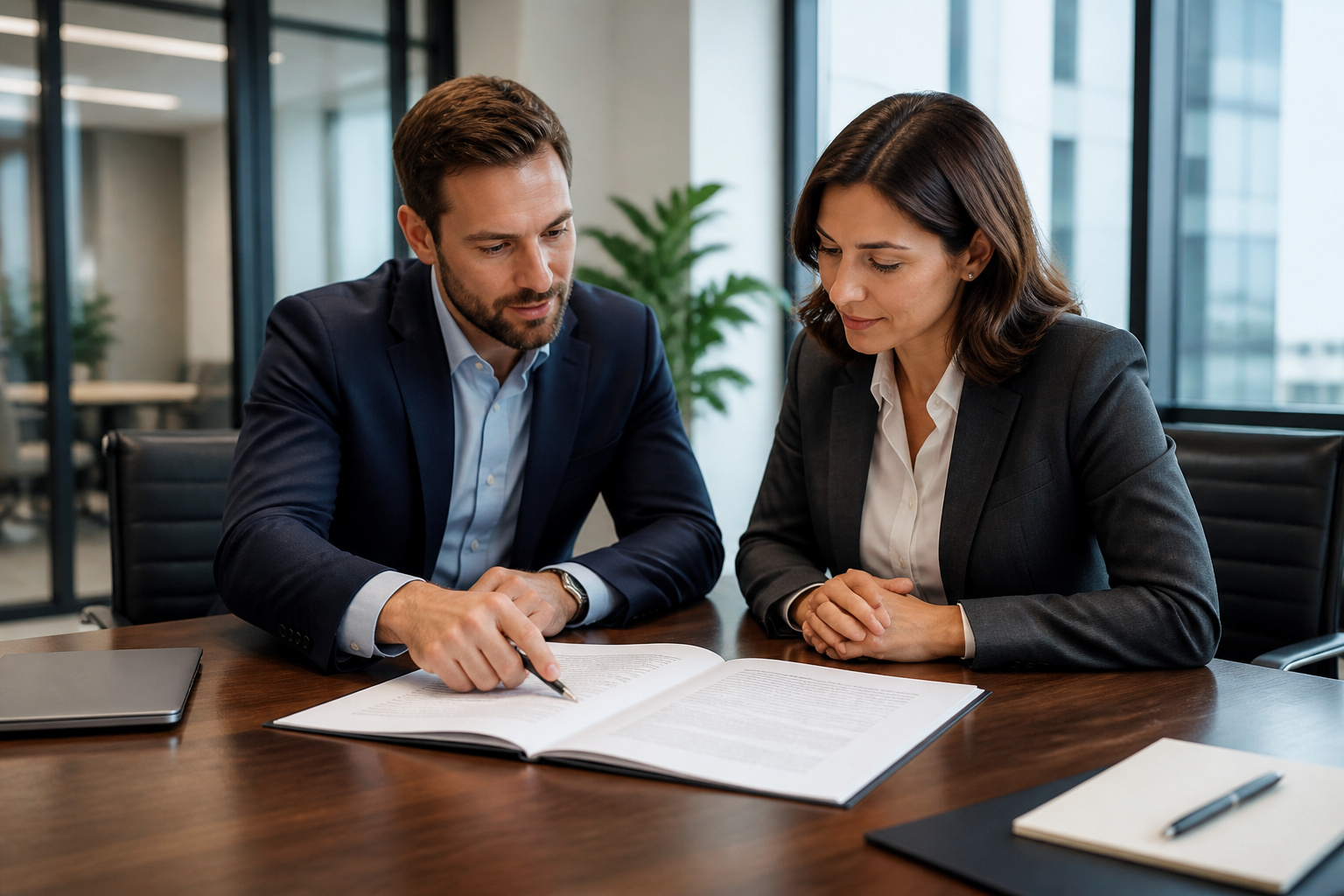 Analyse de contrat dans un bureau moderne