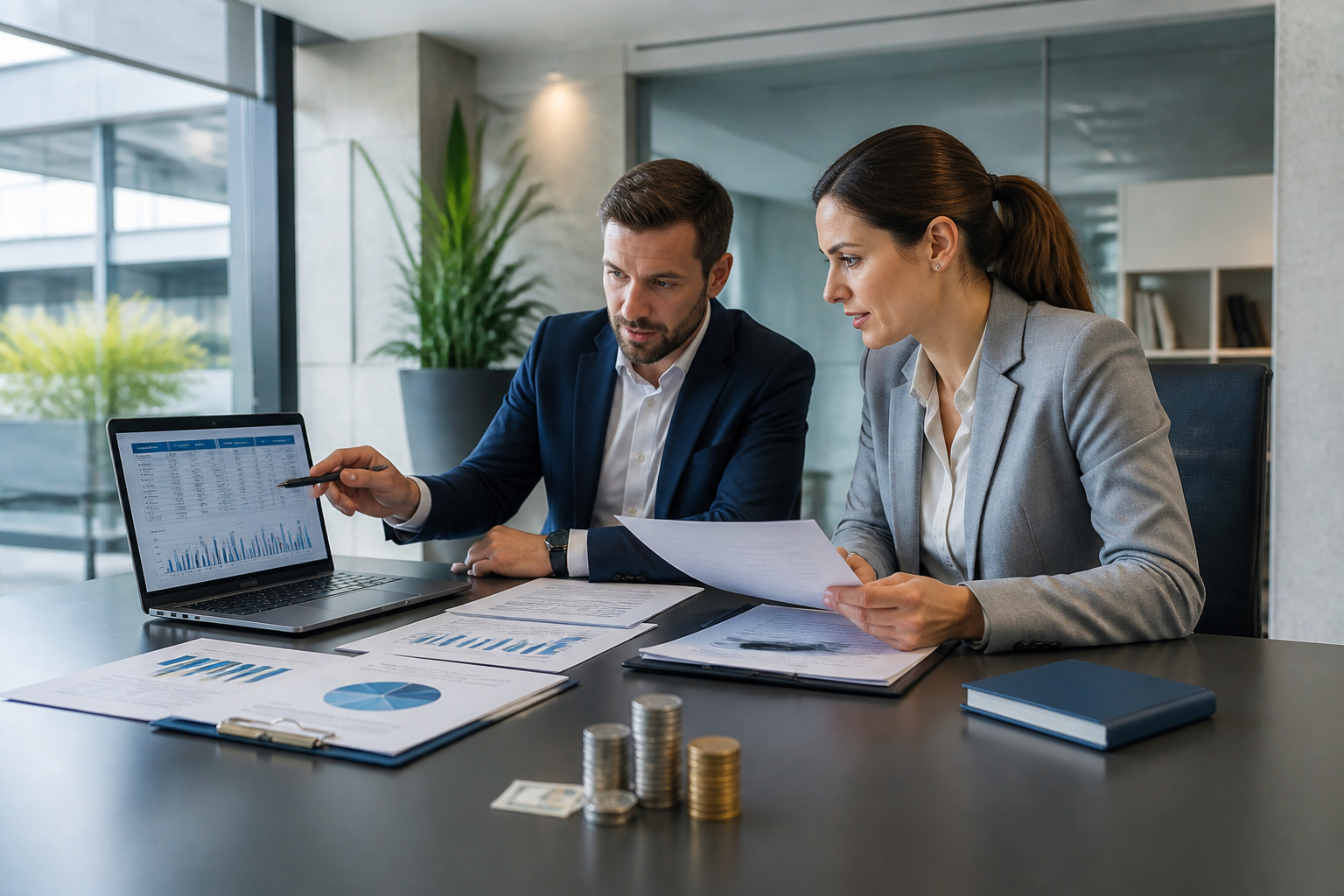 Analyse financiere dans un bureau moderne