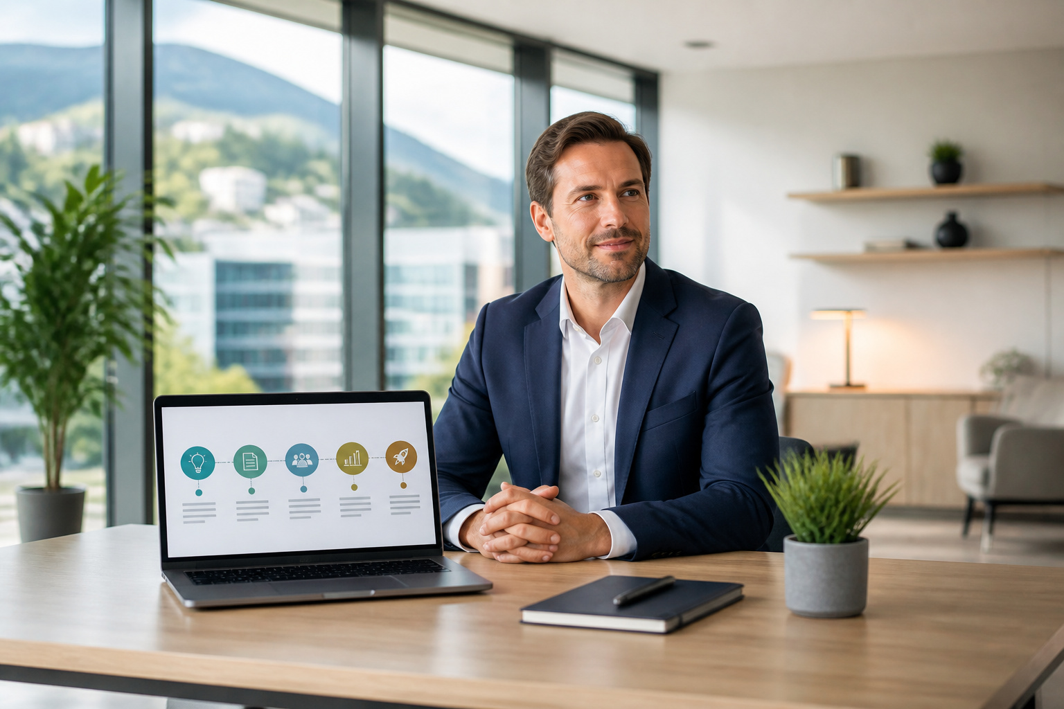 Homme daffaires confiant dans un bureau moderne