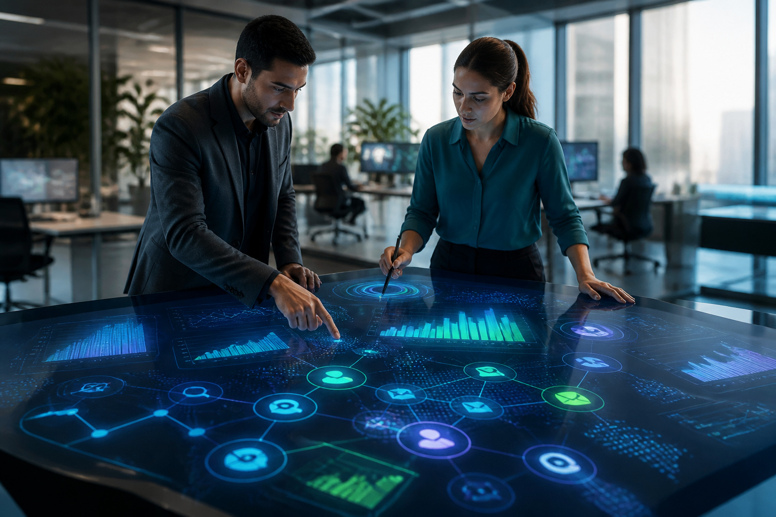 Strategie marketing numerique interaction futuriste