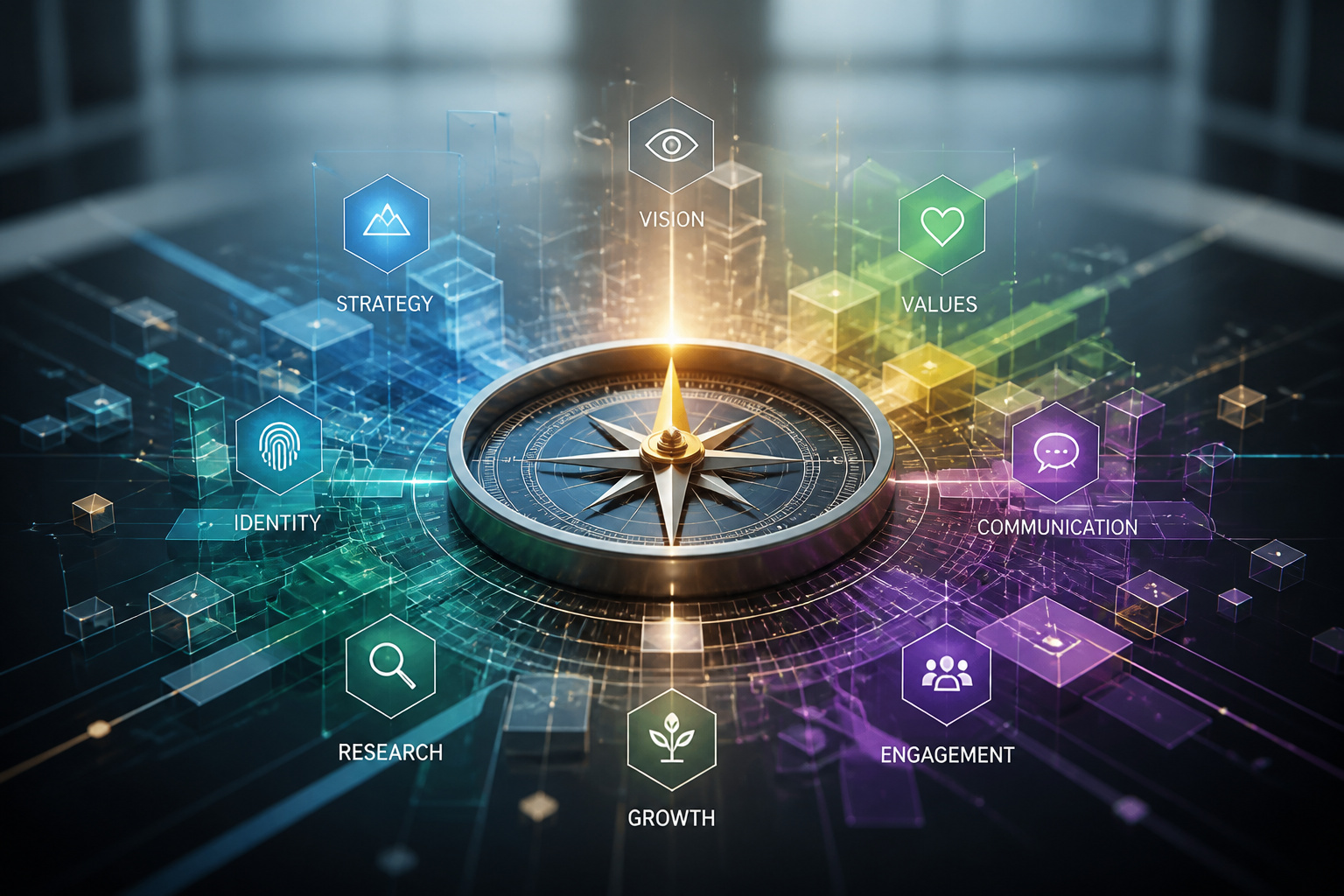 Boussole de marque futuriste et strategique