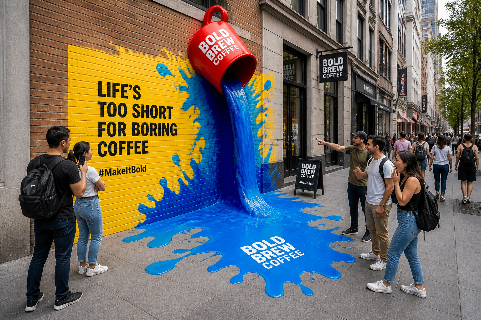 Installation marketing audacieuse de bold brew coffee