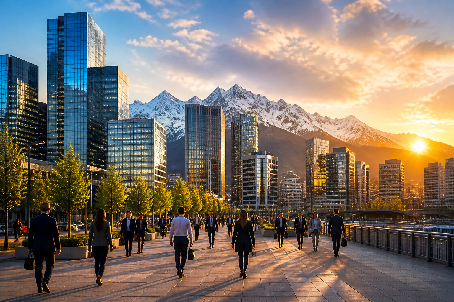 Metropole suisse au coucher du soleil