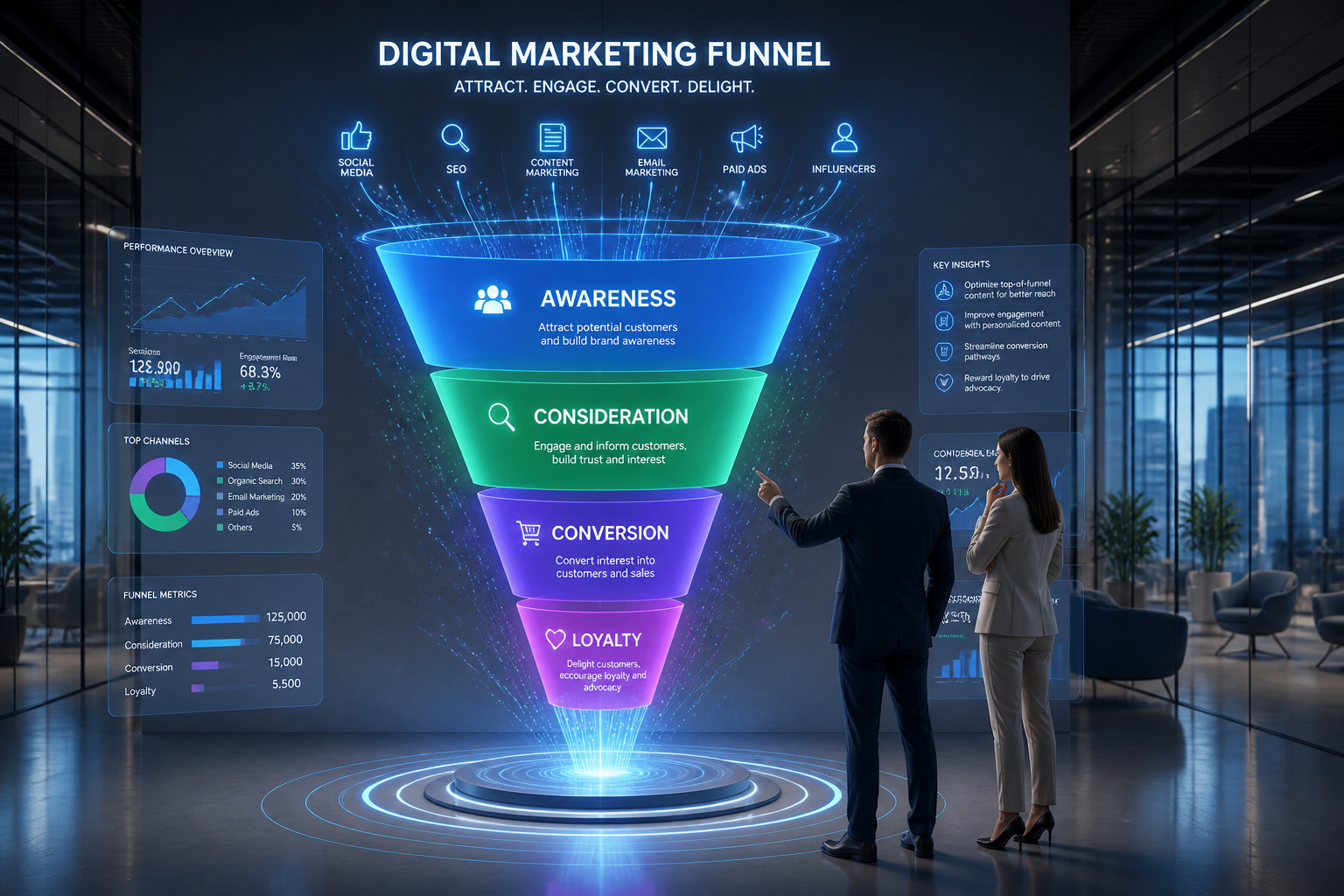 Entonnoir de marketing numerique interactif