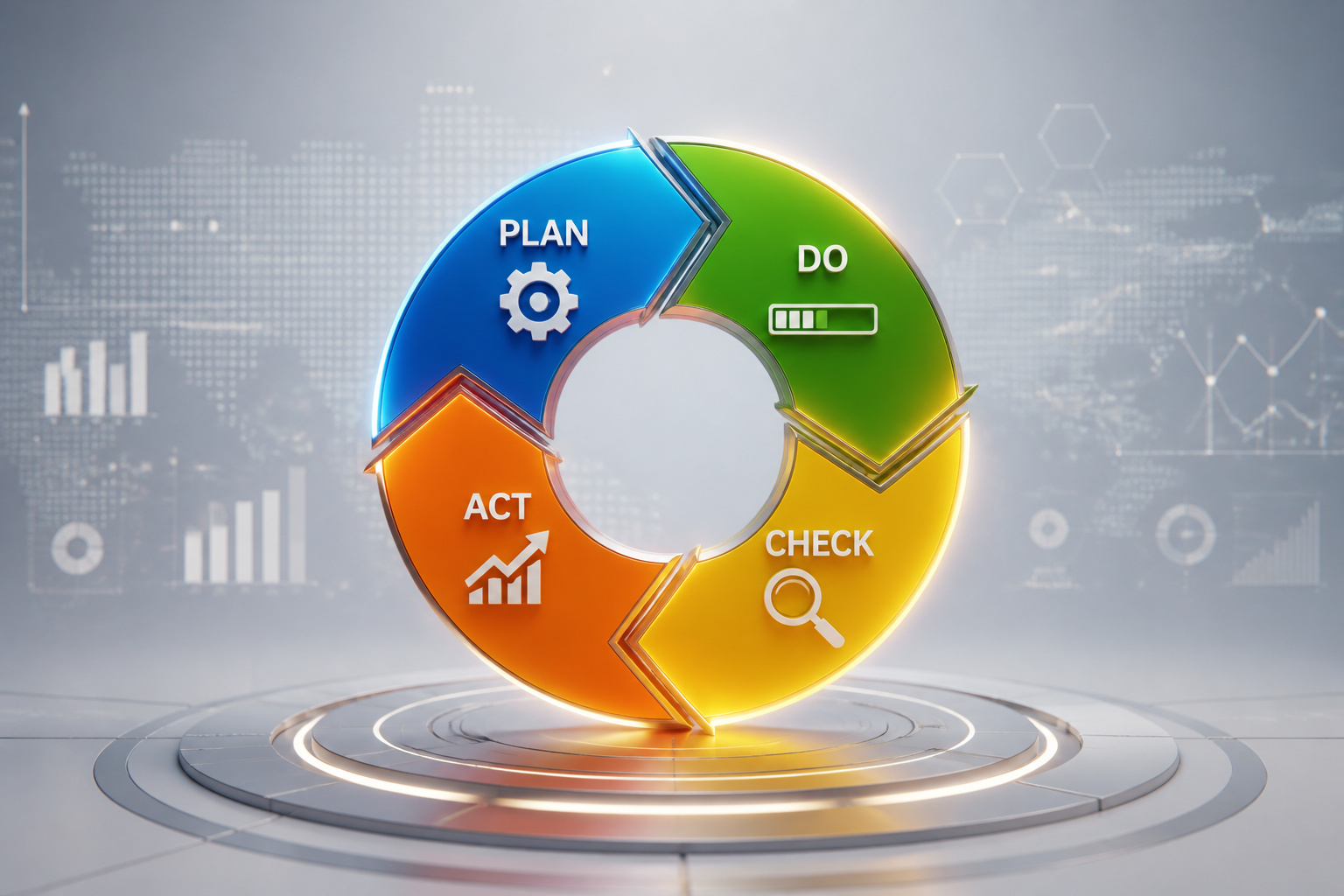 Cycle pdca lumineux et stylise