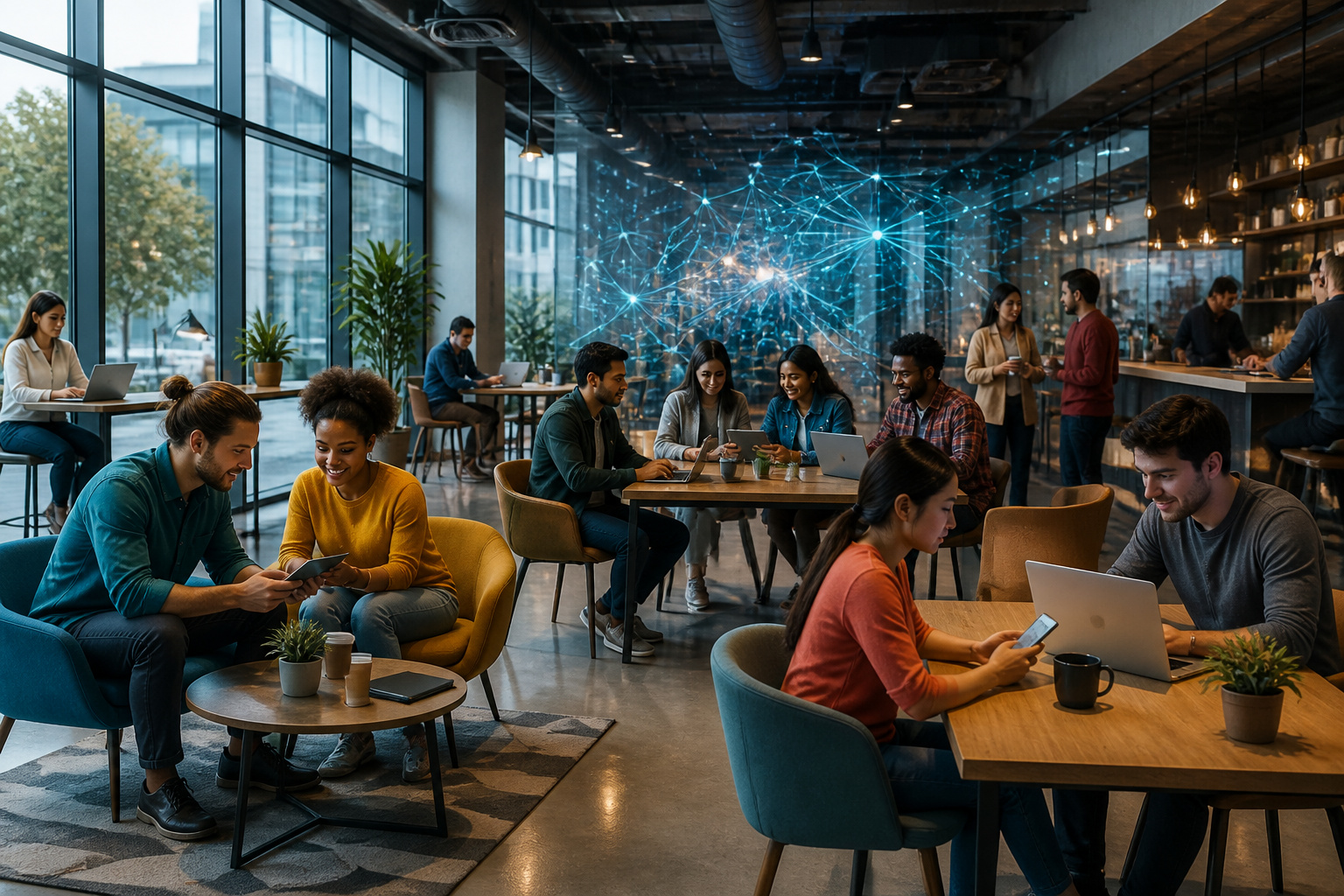 Collaboration numerique dans un espace moderne